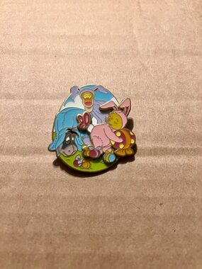 Disney Winnie the Pooh Eeyore & Piglet Enamel Brooch - Pink, Blue & Yellow